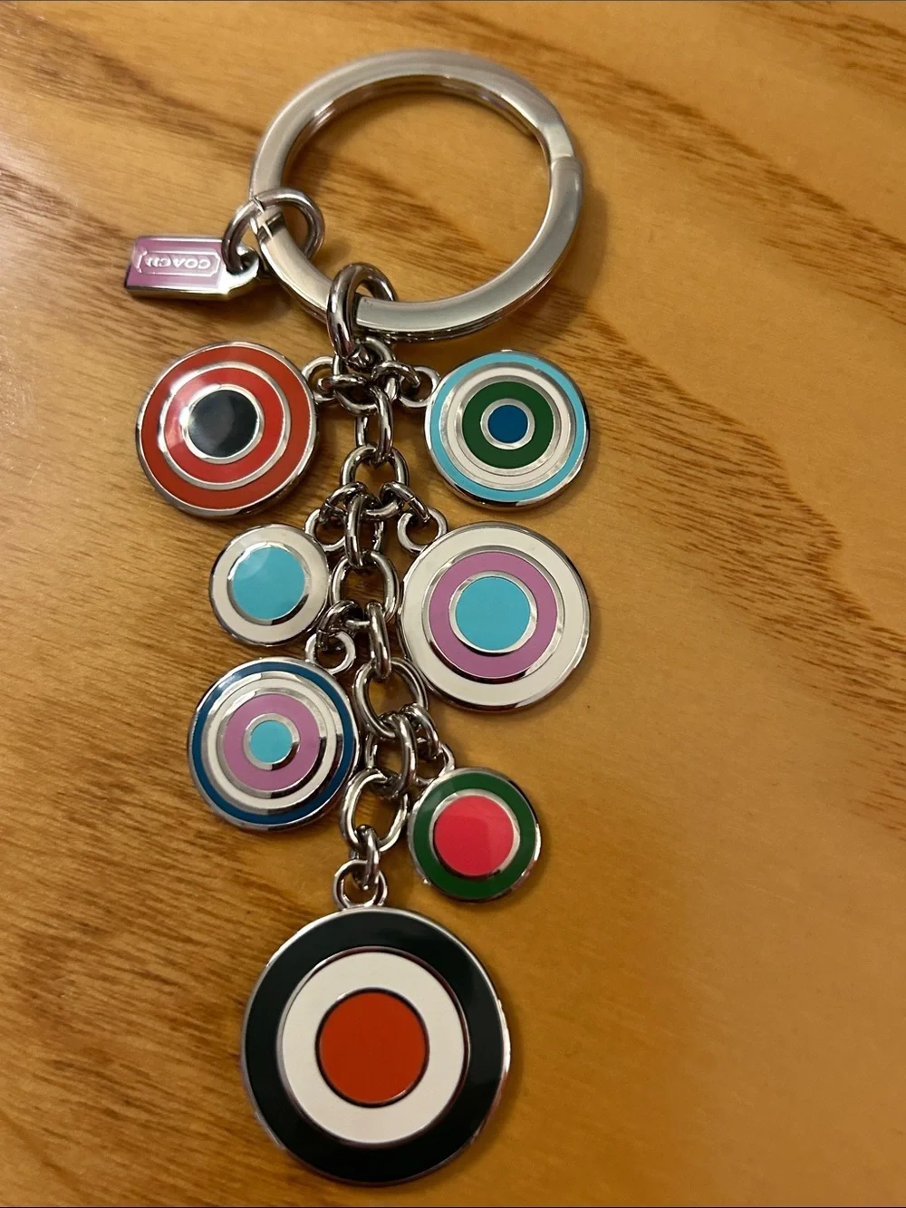 Coach Multicolor Enamel Target Circle Charm Keyring